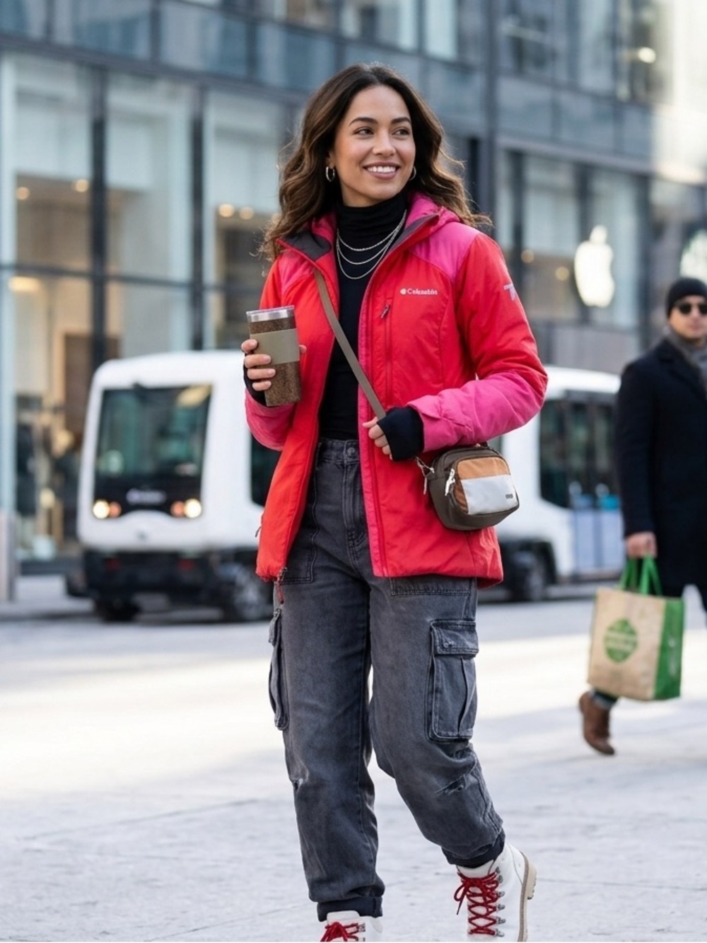 Columbia Titanium Women’s Jacket Red Pink Active Outdoor Hiking Zip Small